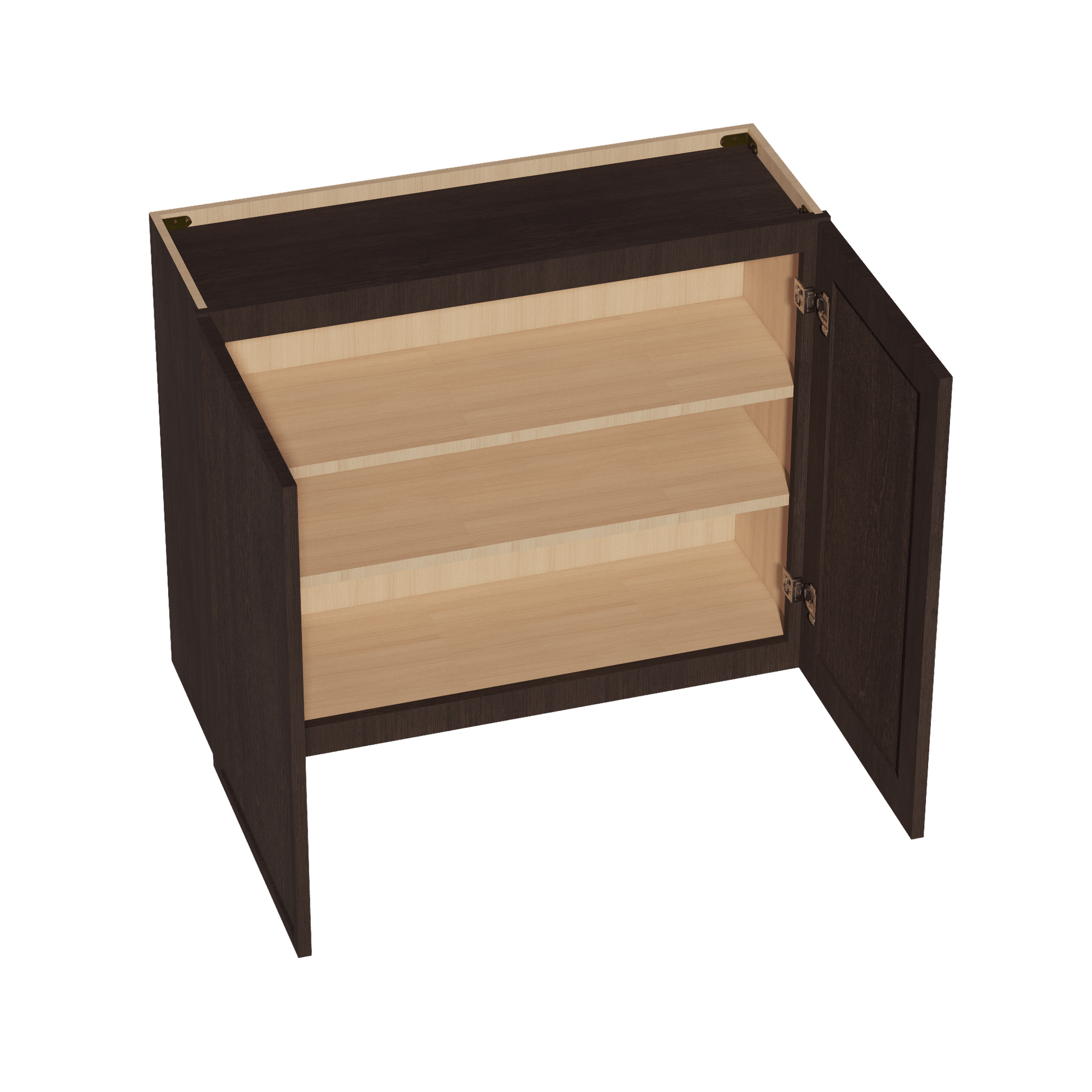 SM - W3630: Mocha Brown Slim Shaker 36"W x 30"H 2 Doors & 2 Shelves Standard Wall Cabinet - NextCabinets