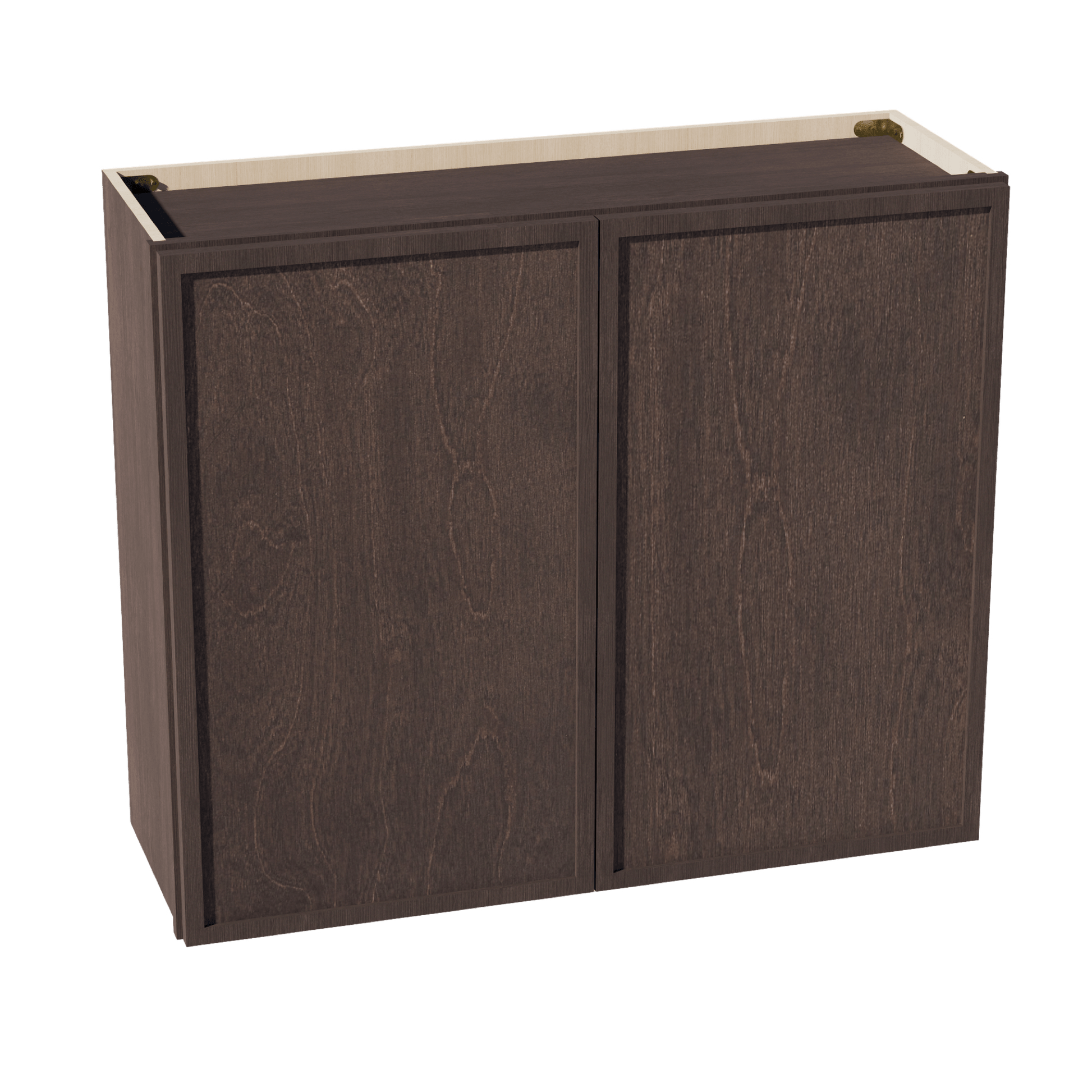 SM - W3630: Mocha Brown Slim Shaker 36"W x 30"H 2 Doors & 2 Shelves Standard Wall Cabinet - NextCabinets