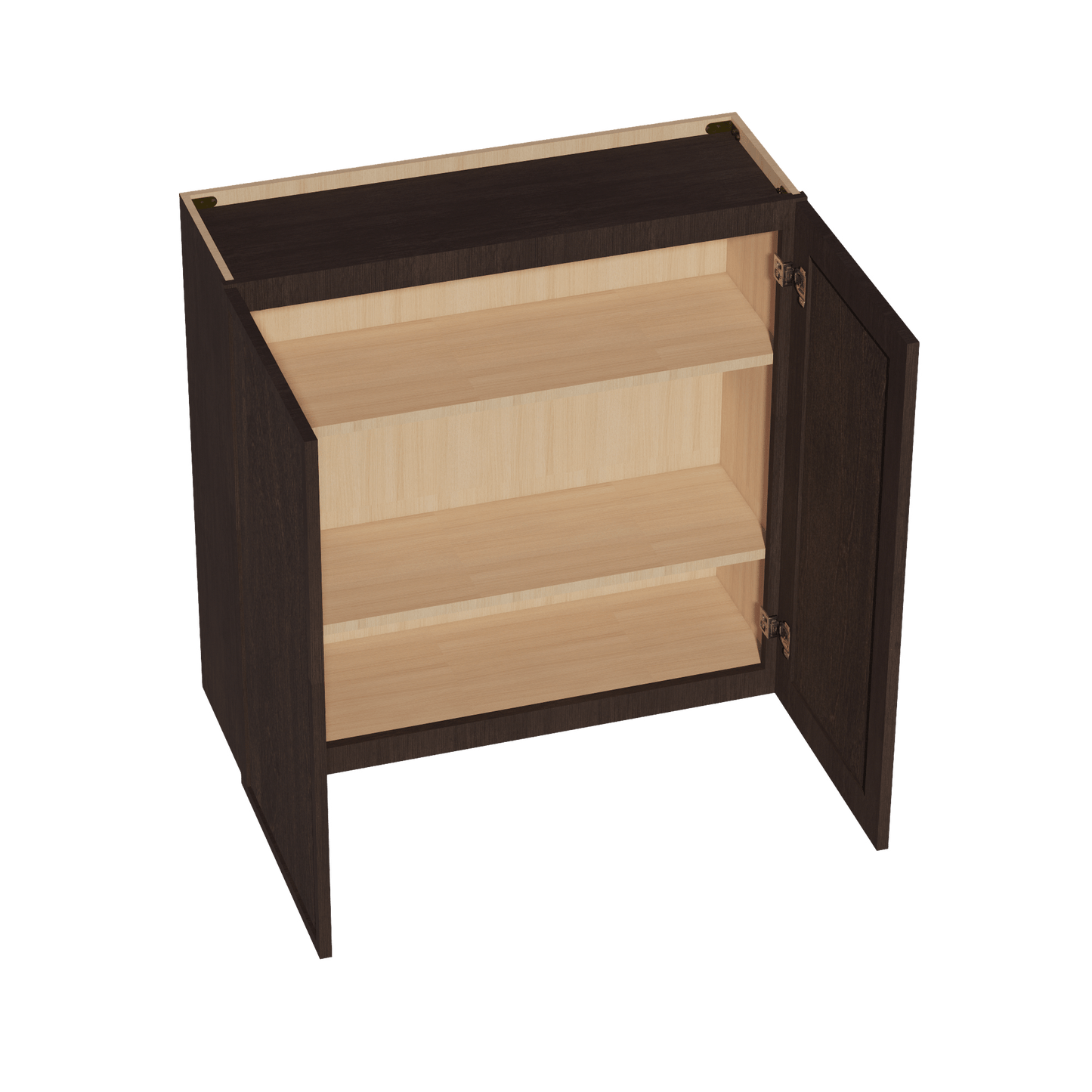 SM - W3636: Mocha Brown Slim Shaker 36"W x 36"H 2 Doors & 2 Shelves Standard Wall Cabinet - NextCabinets