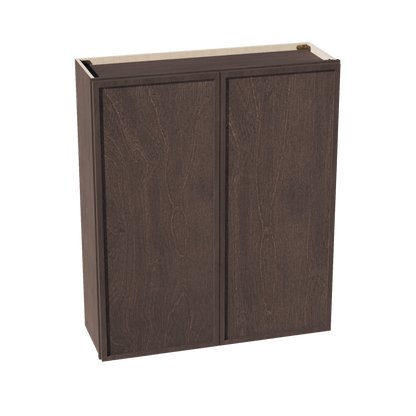 SM - W3642: Mocha Brown Slim Shaker 36"W x 42"H 2 Doors & 3 Shelves Standard Wall Cabinet - NextCabinets