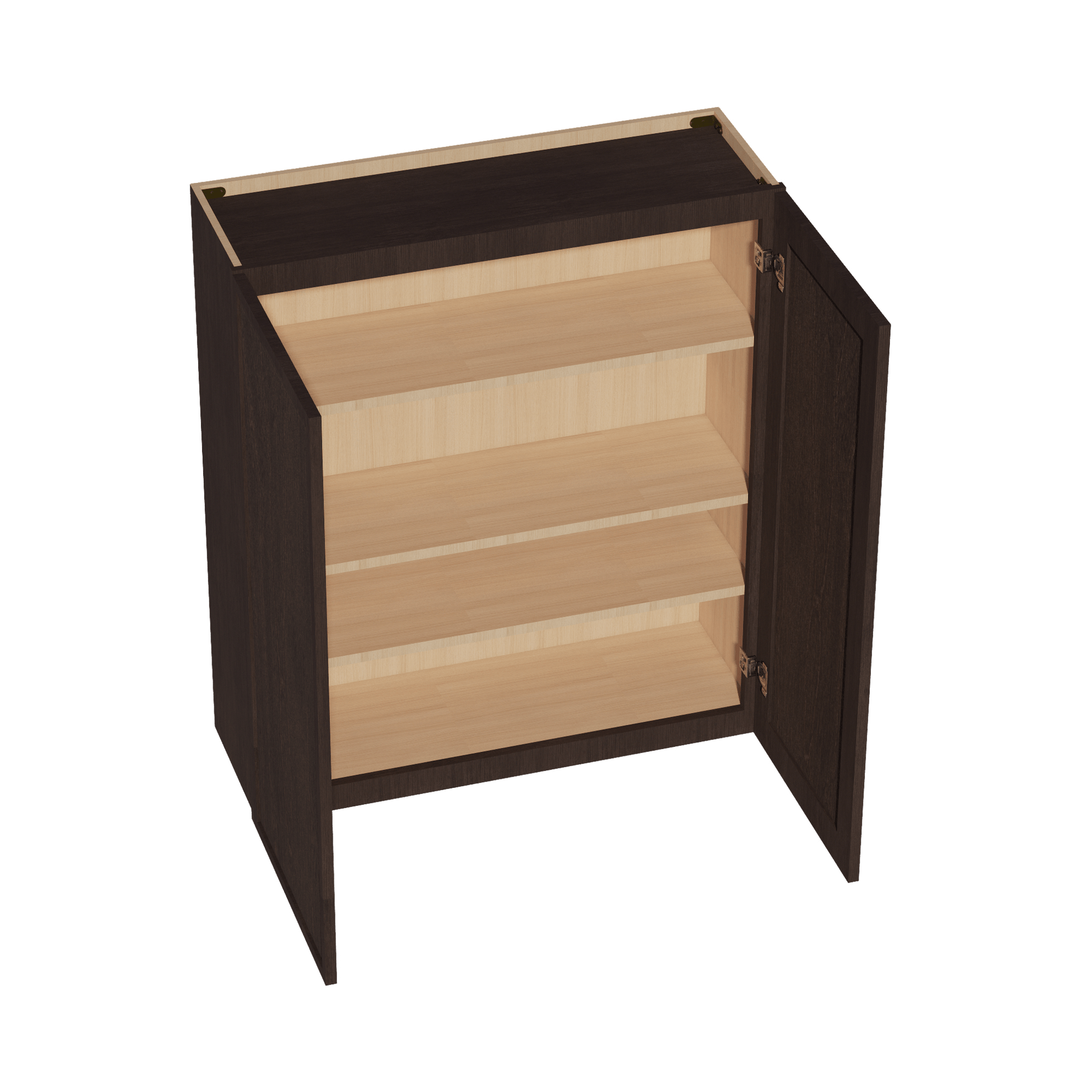 SM - W3642: Mocha Brown Slim Shaker 36"W x 42"H 2 Doors & 3 Shelves Standard Wall Cabinet - NextCabinets