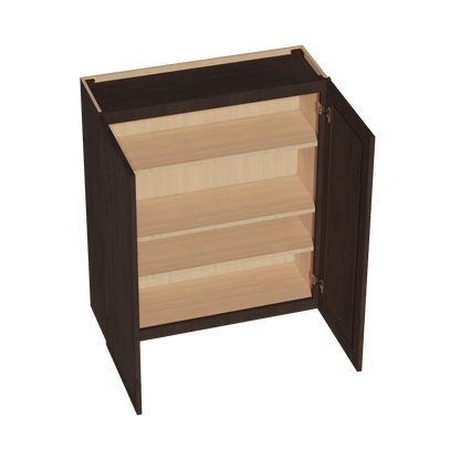 SM - W3642: Mocha Brown Slim Shaker 36"W x 42"H 2 Doors & 3 Shelves Standard Wall Cabinet - NextCabinets