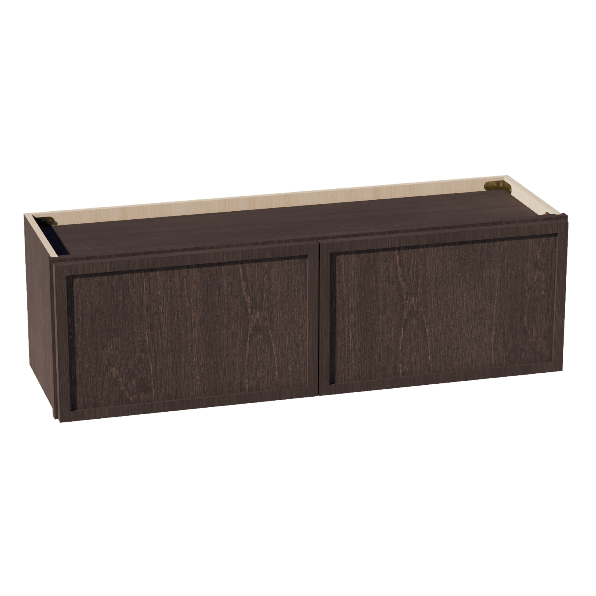 SM - W3912: Mocha Brown Slim Shaker 39"W x 12"H 2 Doors Standard Wall Bridge Cabinet - NextCabinets