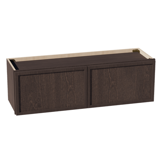 SM - W3912: Mocha Brown Slim Shaker 39"W x 12"H 2 Doors Standard Wall Bridge Cabinet - NextCabinets