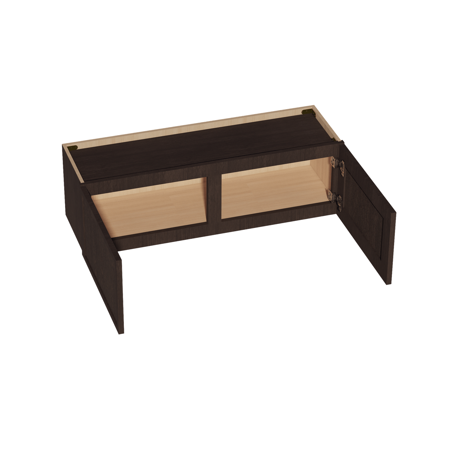 SM - W3912: Mocha Brown Slim Shaker 39"W x 12"H 2 Doors Standard Wall Bridge Cabinet - NextCabinets