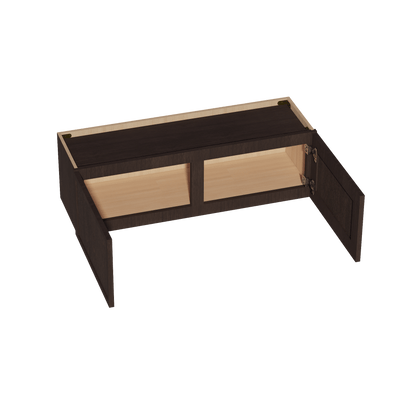SM - W3912: Mocha Brown Slim Shaker 39"W x 12"H 2 Doors Standard Wall Bridge Cabinet - NextCabinets