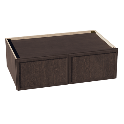 SM - W391224: Mocha Brown Slim Shaker 39"W x 12"H x 24"D 2 Doors Standard Bridge Wall Cabinet - NextCabinets