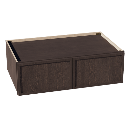 SM - W391224: Mocha Brown Slim Shaker 39"W x 12"H x 24"D 2 Doors Standard Bridge Wall Cabinet - NextCabinets