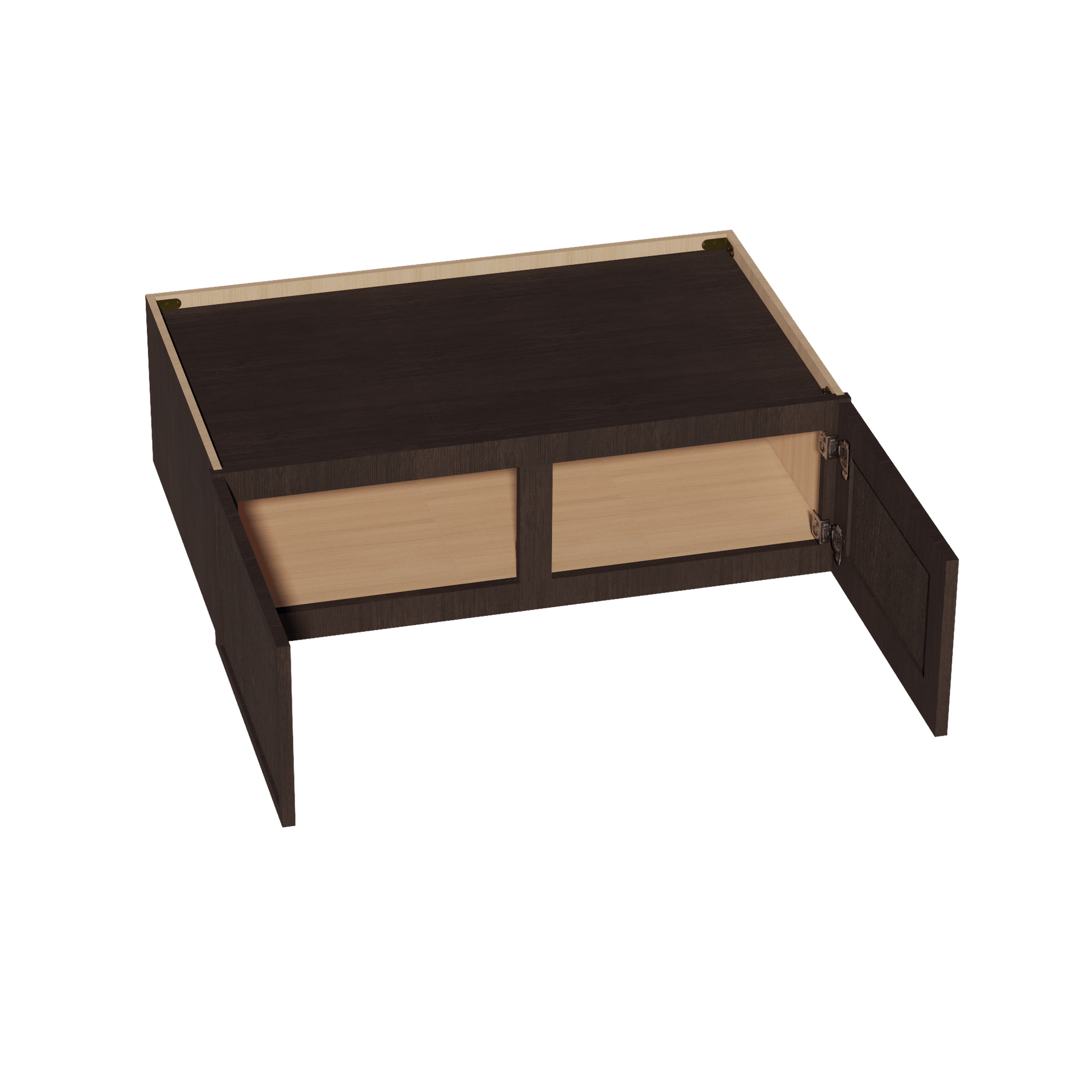 SM - W391224: Mocha Brown Slim Shaker 39"W x 12"H x 24"D 2 Doors Standard Bridge Wall Cabinet - NextCabinets