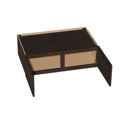 SM - W391224: Mocha Brown Slim Shaker 39"W x 12"H x 24"D 2 Doors Standard Bridge Wall Cabinet - NextCabinets
