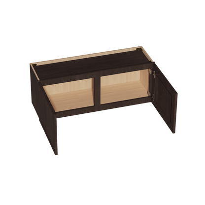 SM - W3915: Mocha Brown Slim Shaker 39"W x 15"H 2 Doors Standard Wall Bridge Cabinet - NextCabinets