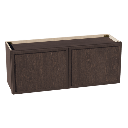 SM - W3915: Mocha Brown Slim Shaker 39"W x 15"H 2 Doors Standard Wall Bridge Cabinet - NextCabinets