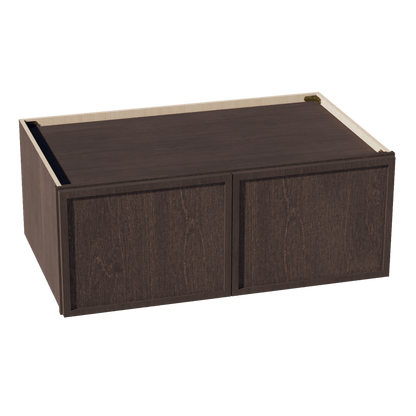 SM - W391524: Mocha Brown Slim Shaker 39"W x 15"H x 24"D 2 Doors Standard Bridge Wall Cabinet - NextCabinets
