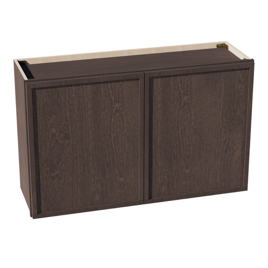 SM - W3924: Mocha Brown Slim Shaker 39"W x 24"H 2 Doors Standard Wall Bridge Cabinet - NextCabinets