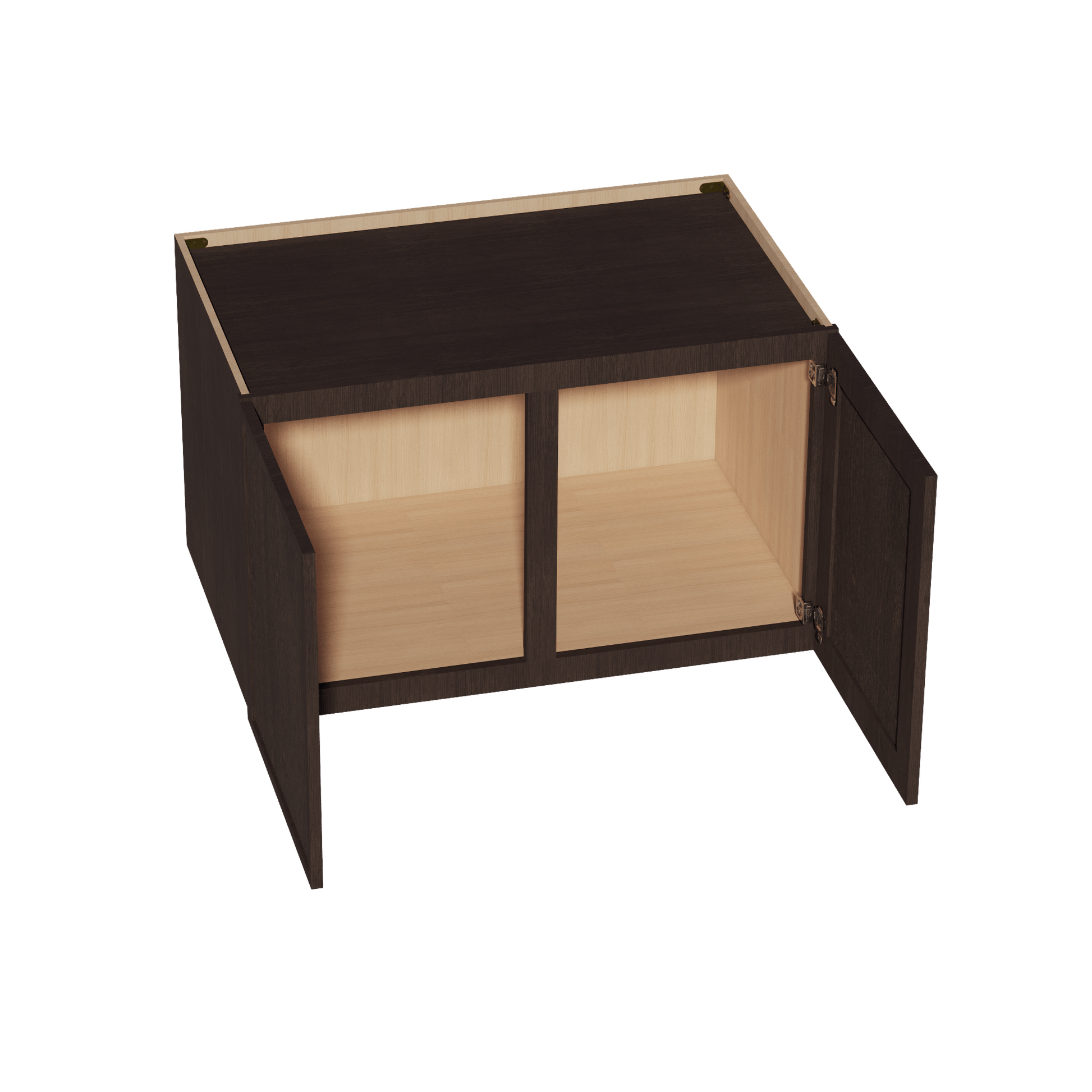 SM - W392424: Mocha Brown Slim Shaker 39"W x 24"H x 24"D 2 Doors & 1 Shelf Standard Bridge Wall Cabinet - NextCabinets