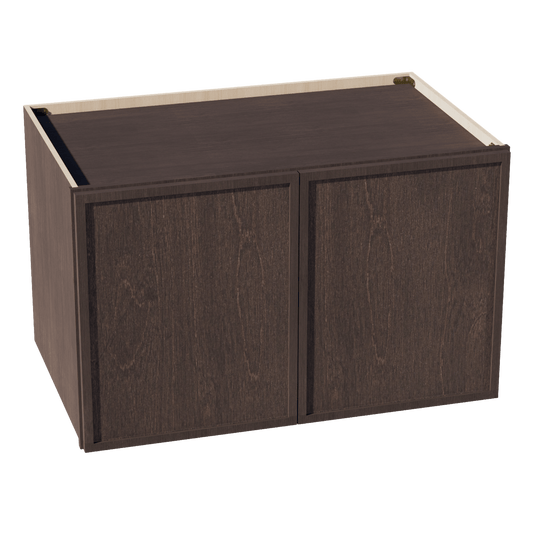 SM - W392424: Mocha Brown Slim Shaker 39"W x 24"H x 24"D 2 Doors & 1 Shelf Standard Bridge Wall Cabinet - NextCabinets