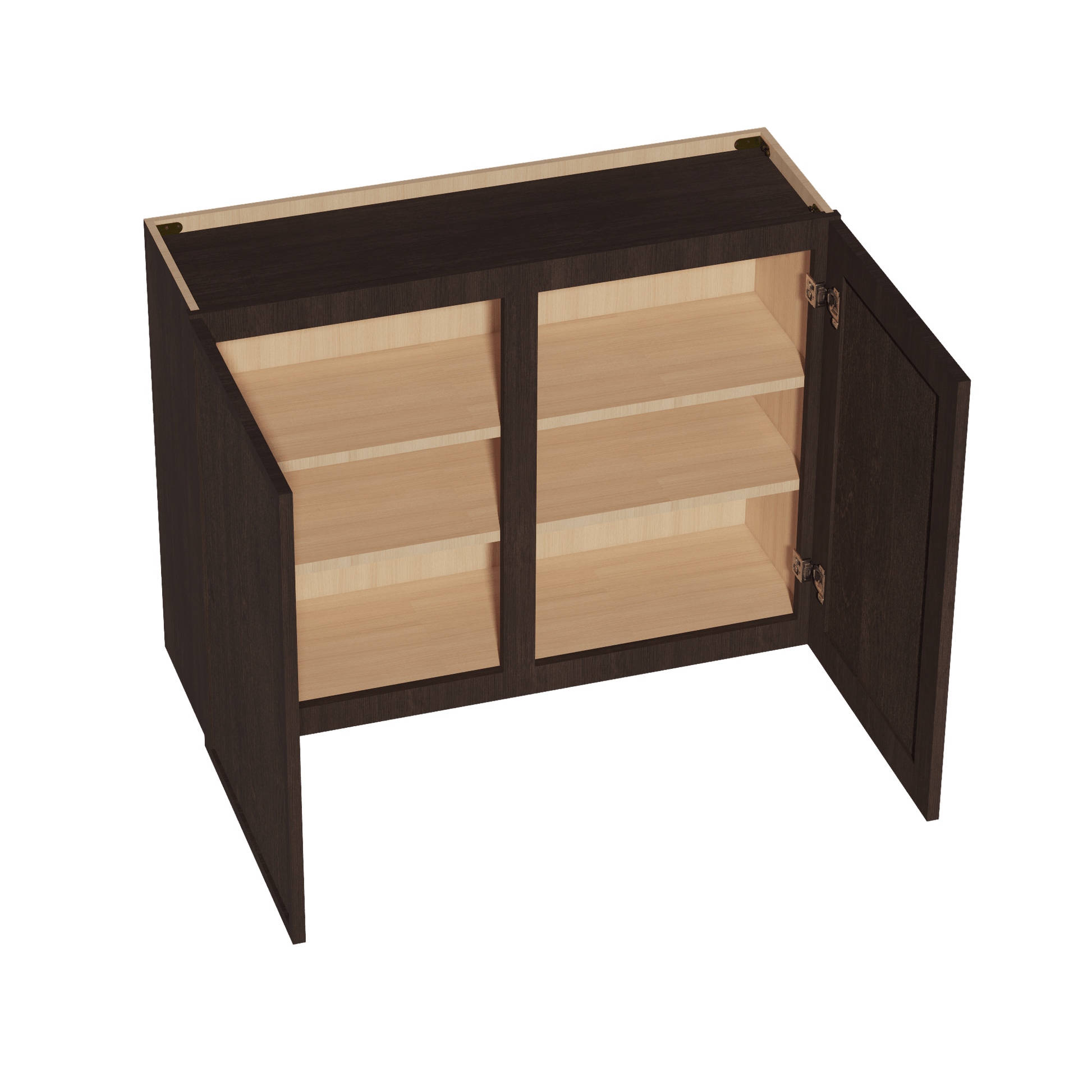 SM - W3930: Mocha Brown Slim Shaker 39"W x 30"H 2 Doors & 2 Shelves Standard Wall Cabinet - NextCabinets