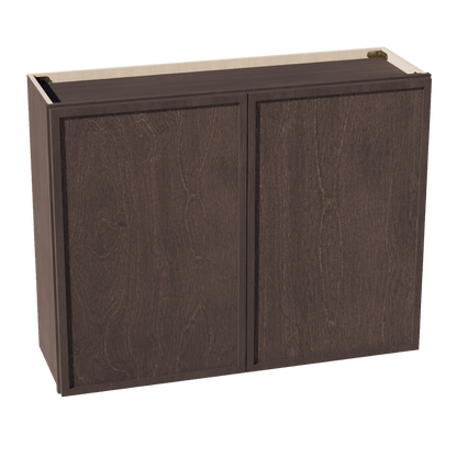 SM - W3930: Mocha Brown Slim Shaker 39"W x 30"H 2 Doors & 2 Shelves Standard Wall Cabinet - NextCabinets
