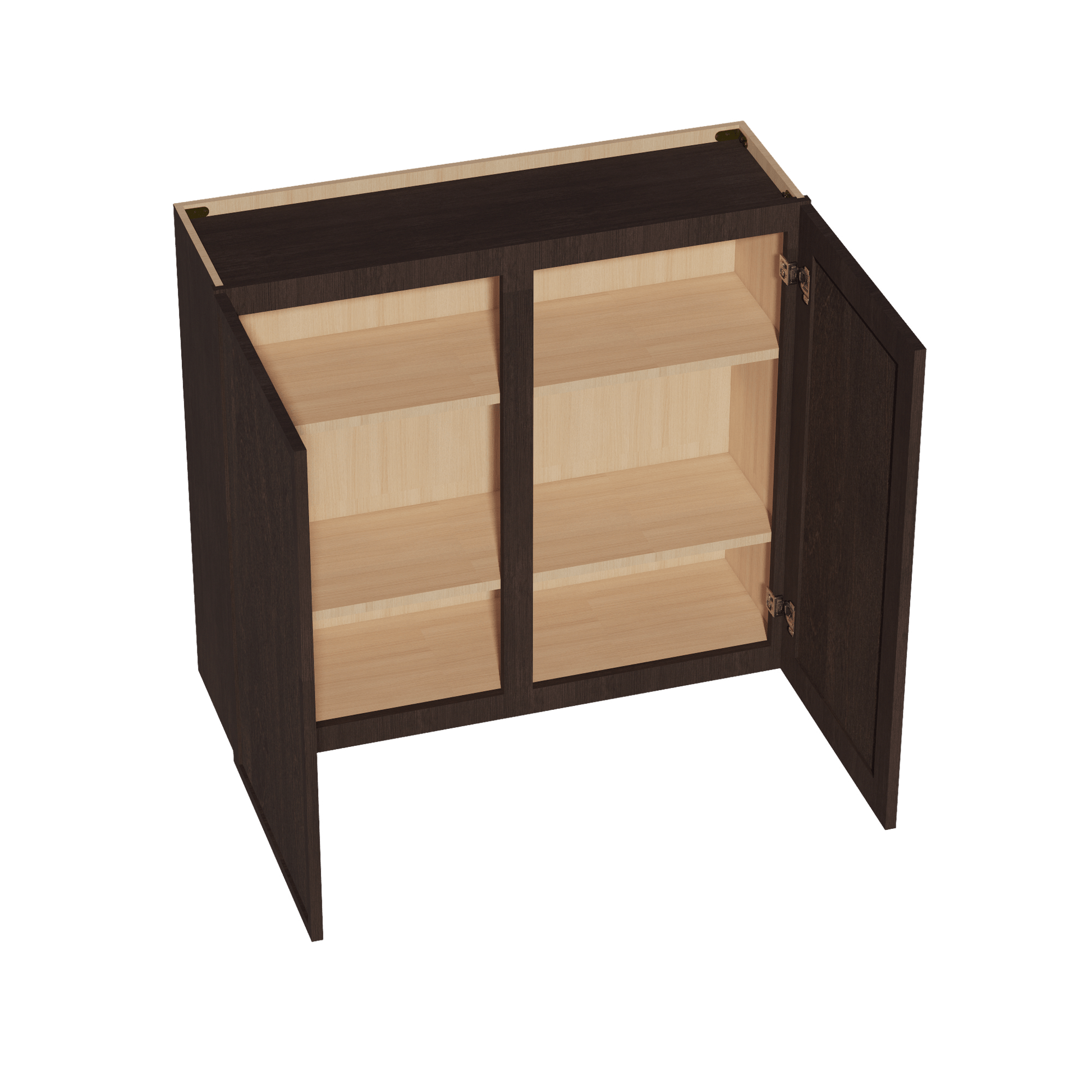 SM - W3936: Mocha Brown Slim Shaker 39"W x 36"H 2 Doors & 2 Shelves Standard Wall Cabinet - NextCabinets