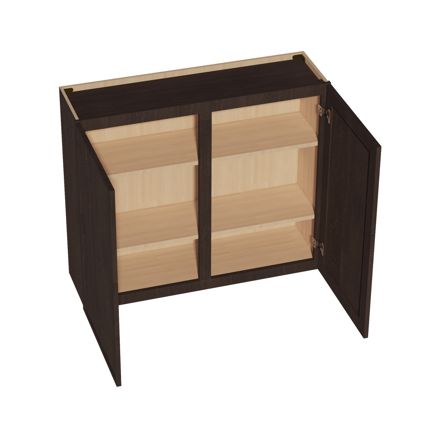 SM - W4236: Mocha Brown Slim Shaker 42"W x 36"H 2 Doors & 2 Shelves Standard Wall Cabinet - NextCabinets