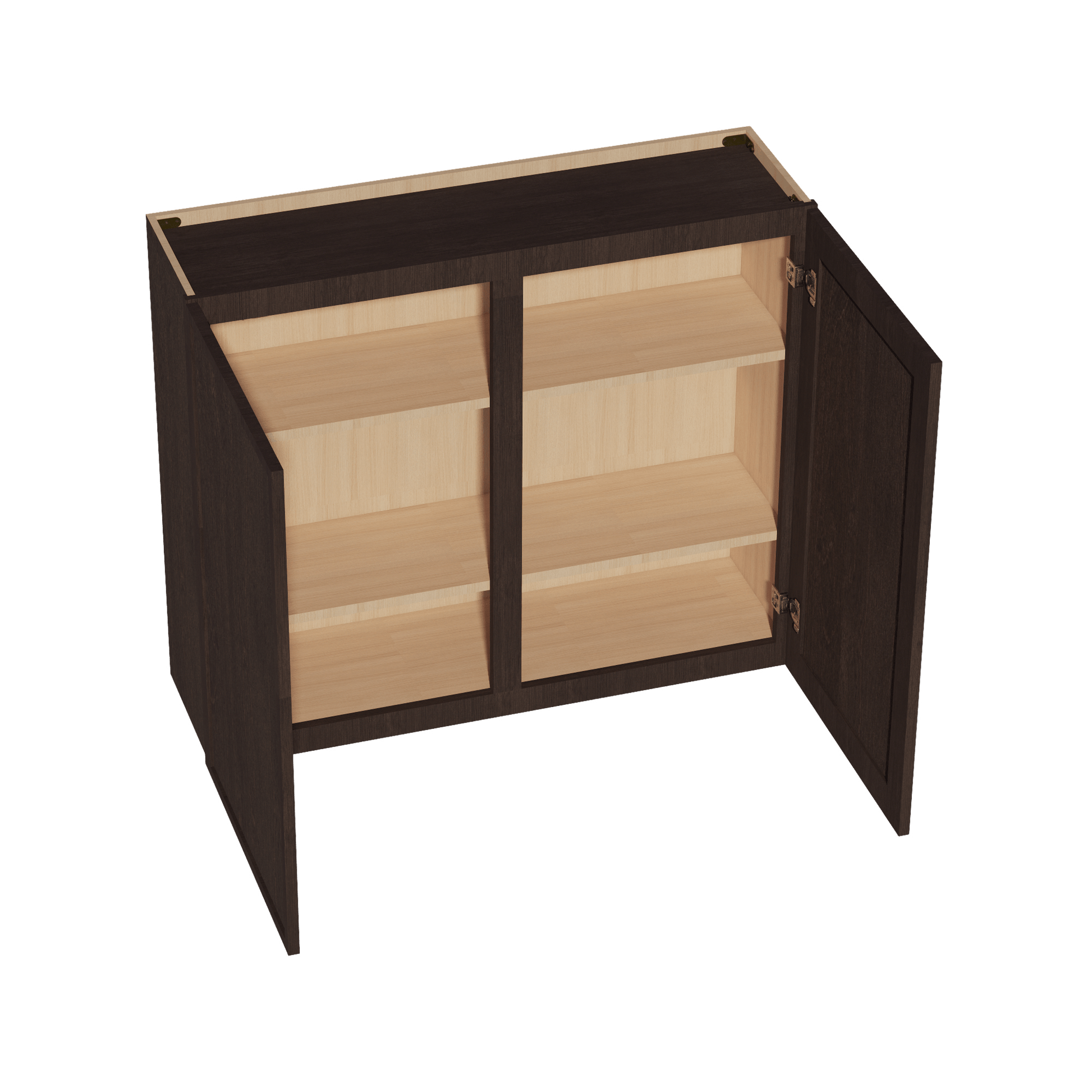 SM - W4236: Mocha Brown Slim Shaker 42"W x 36"H 2 Doors & 2 Shelves Standard Wall Cabinet - NextCabinets