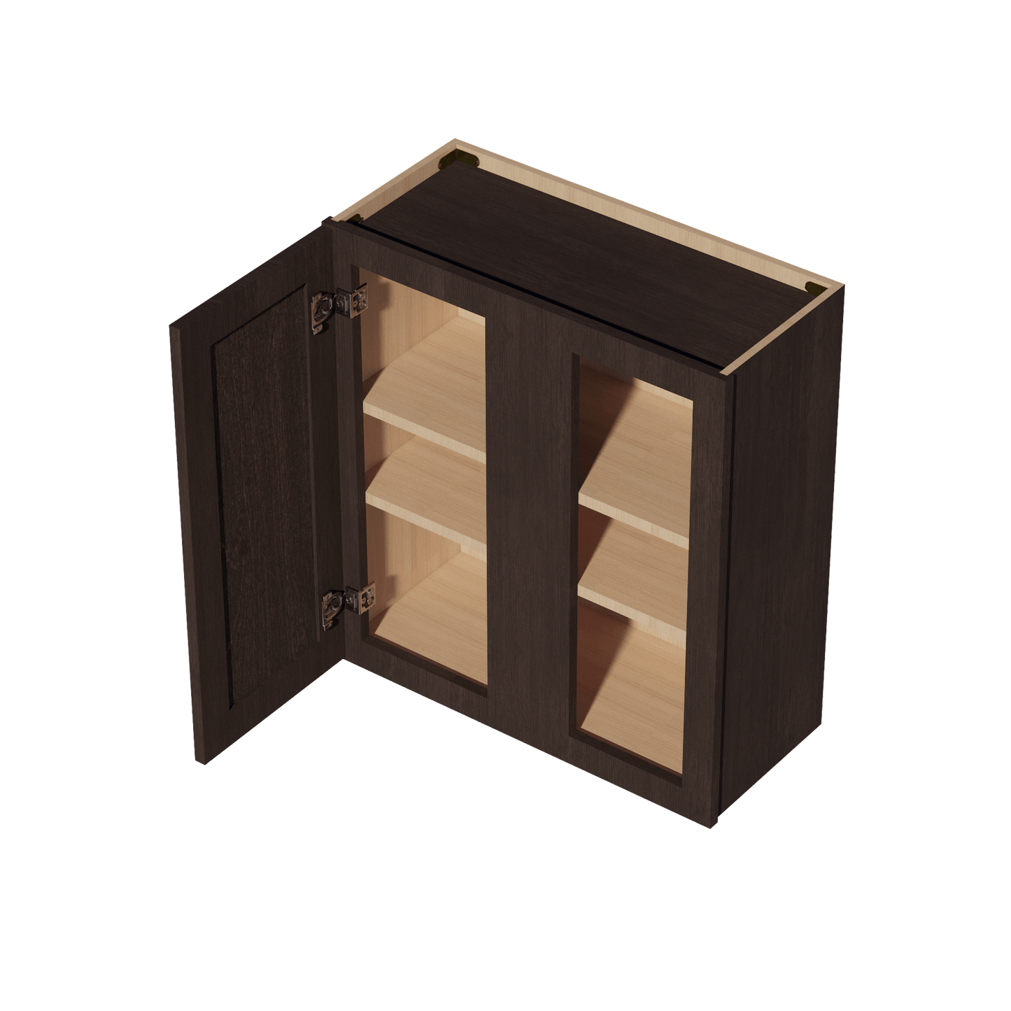 SM - WBC2730: Mocha Brown Slim Shaker 27"W x 30"H 1 Door & 2 Shelves Wall Blind Corner Cabinets - NextCabinets