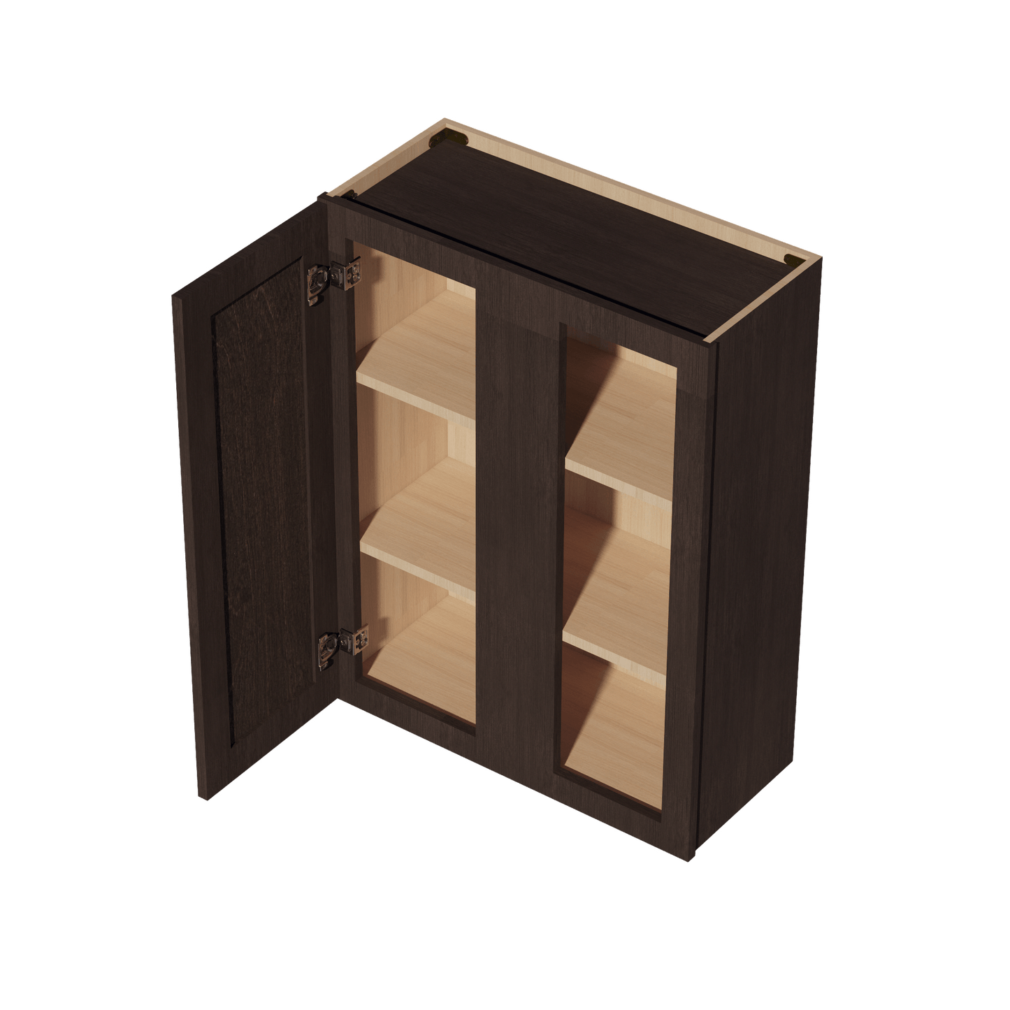 SM - WBC2736: Mocha Brown Slim Shaker 27"W x 36"H 1 Door & 2 Shelves Wall Blind Corner Cabinets - NextCabinets