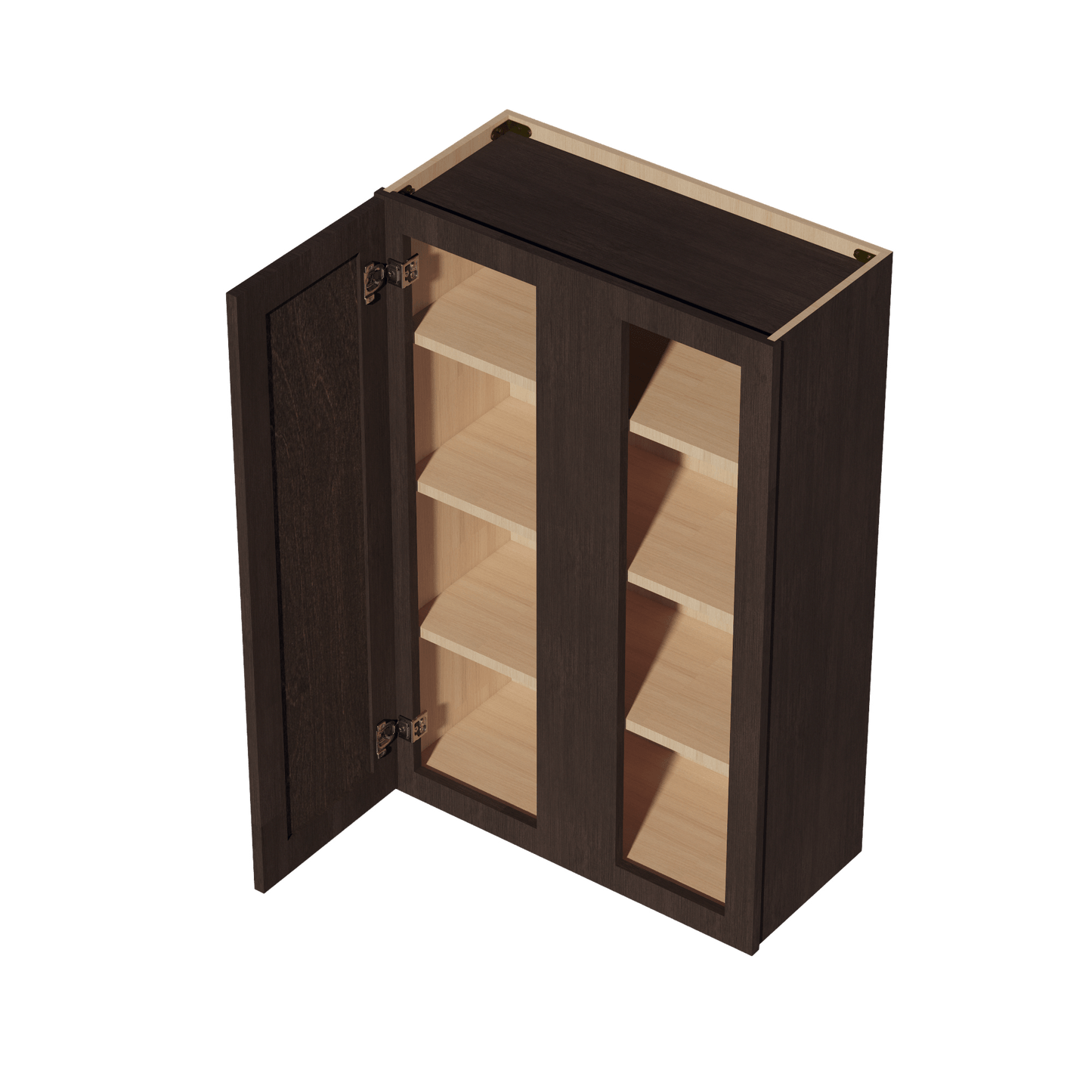 SM - WBC2742: Mocha Brown Slim Shaker 27"W x 42"H 1 Door & 2 Shelves Wall Blind Corner Cabinets - NextCabinets