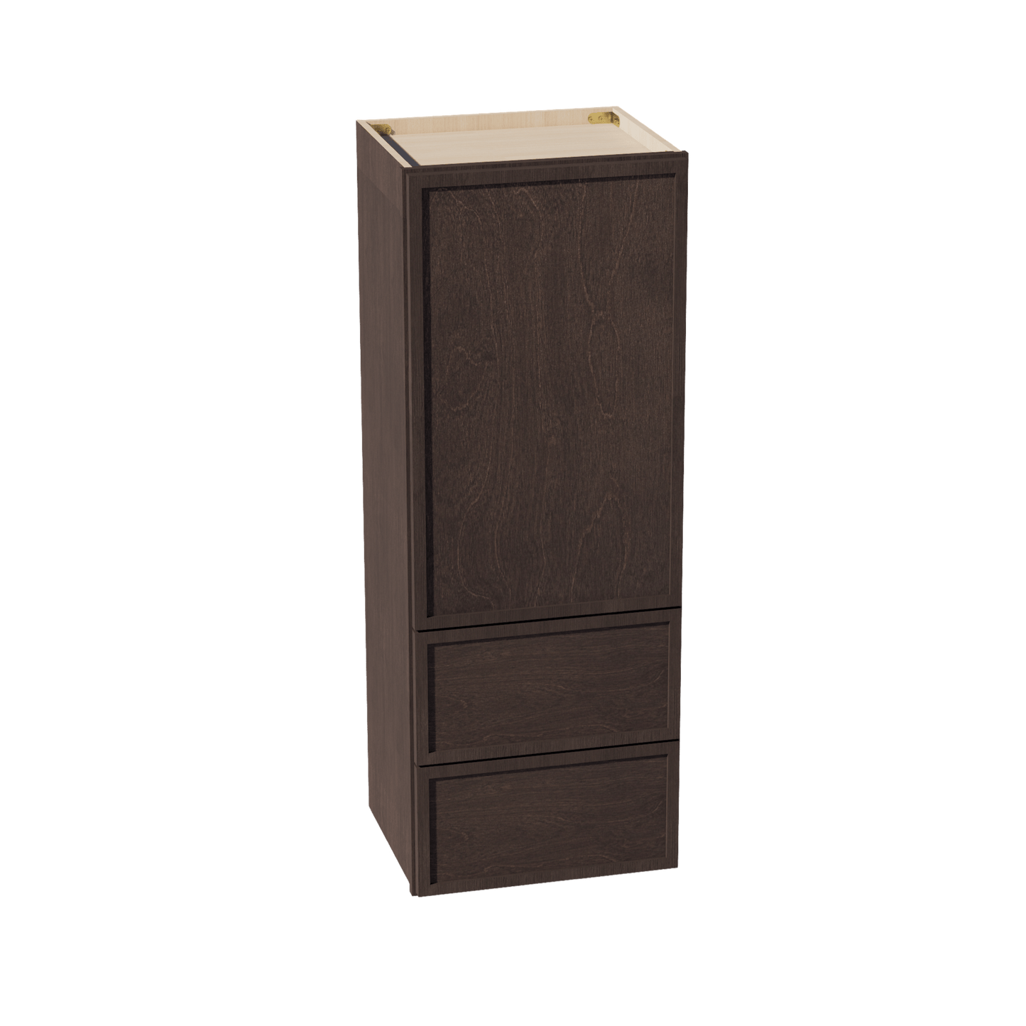 SM - WD1848: Mocha Brown Slim Shaker 18"W x 48"H 1 Door & 2 Drawers Special Wall Cabinet - NextCabinets