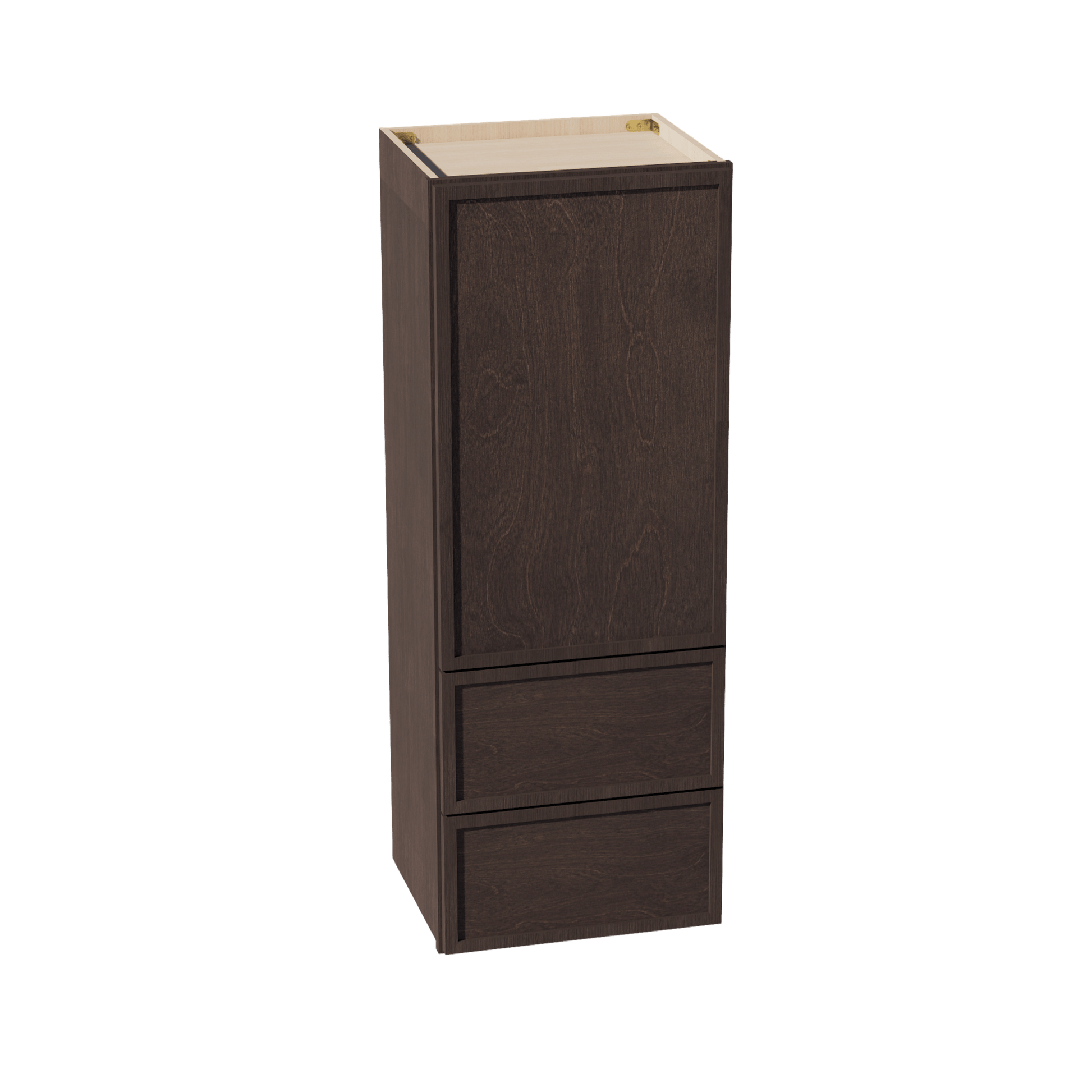 SM - WD1848: Mocha Brown Slim Shaker 18"W x 48"H 1 Door & 2 Drawers Special Wall Cabinet - NextCabinets
