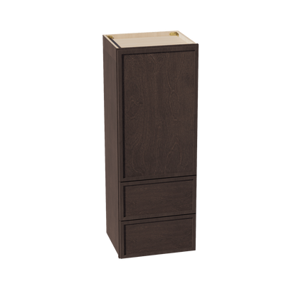SM - WD1848: Mocha Brown Slim Shaker 18"W x 48"H 1 Door & 2 Drawers Special Wall Cabinet - NextCabinets