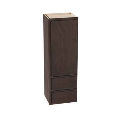 SM - WD1854: Mocha Brown Slim Shaker 18"W x 54"H 1 Door & 2 Drawers Special Wall Cabinet - NextCabinets