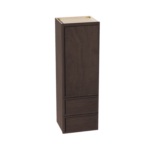 SM - WD1854: Mocha Brown Slim Shaker 18"W x 54"H 1 Door & 2 Drawers Special Wall Cabinet - NextCabinets
