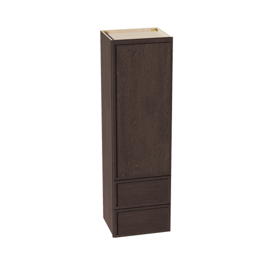SM - WD1860: Mocha Brown Slim Shaker 18"W x 60"H 1 Door & 2 Drawers Special Wall Cabinet - NextCabinets