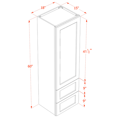 SM - WD1860: Mocha Brown Slim Shaker 18"W x 60"H 1 Door & 2 Drawers Special Wall Cabinet - NextCabinets