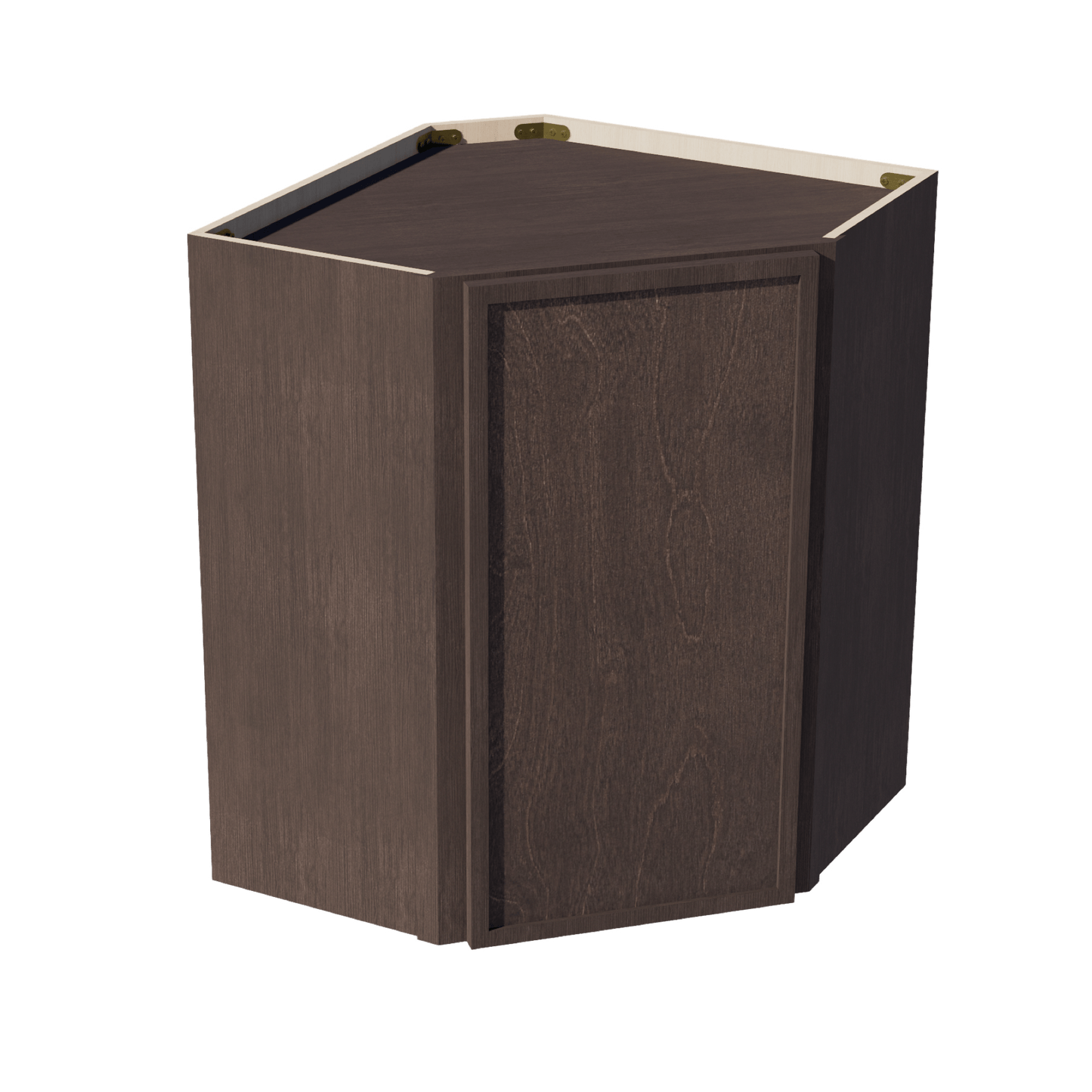 SM - WDC2430: Mocha Brown Slim Shaker 24"W x 30"H 1 Door & 2 Shelves Diagonal Wall Corner Cabinet - NextCabinets