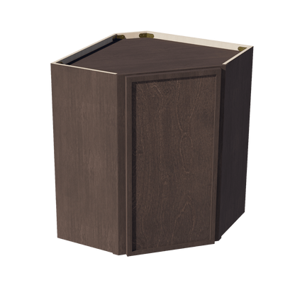 SM - WDC2430: Mocha Brown Slim Shaker 24"W x 30"H 1 Door & 2 Shelves Diagonal Wall Corner Cabinet - NextCabinets