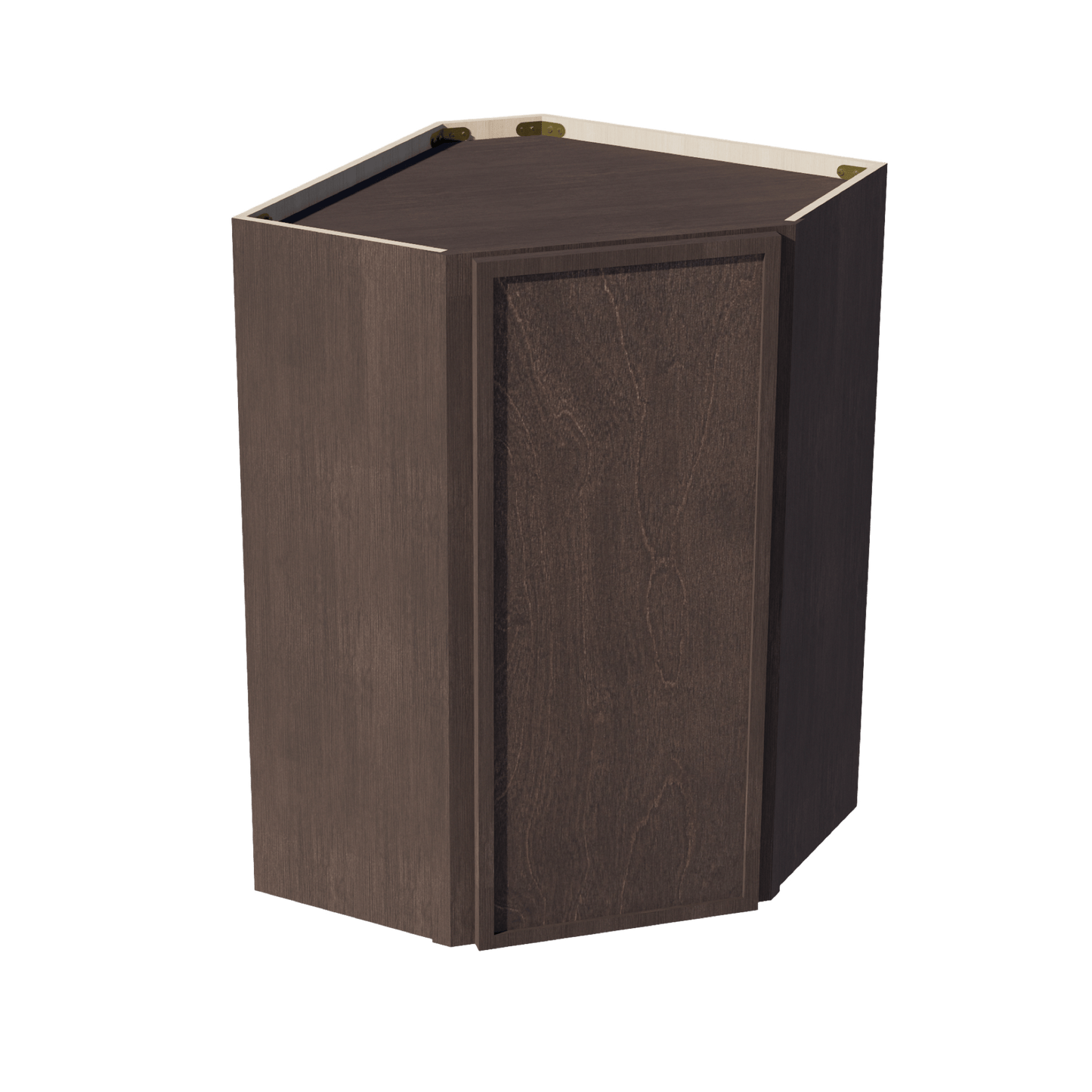 SM - WDC2436: Mocha Brown Slim Shaker 24"W x 36"H 1 Door & 2 Shelves Diagonal Wall Corner Cabinet - NextCabinets