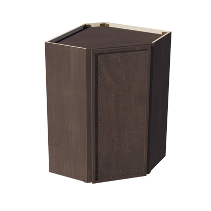 SM - WDC2436: Mocha Brown Slim Shaker 24"W x 36"H 1 Door & 2 Shelves Diagonal Wall Corner Cabinet - NextCabinets