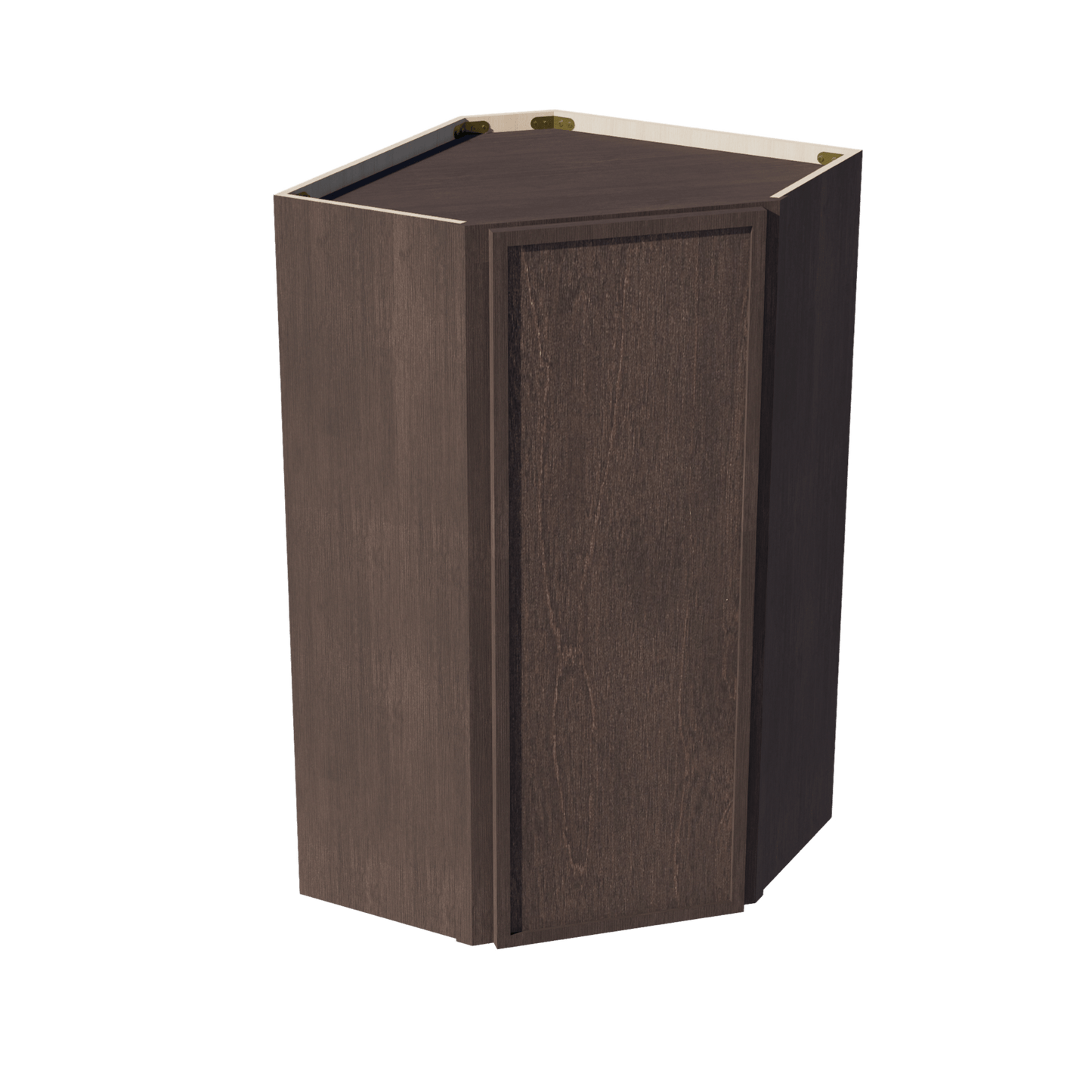 SM - WDC2442: Mocha Brown Slim Shaker 24"W x 42"H 1 Door & 2 Shelves Diagonal Wall Corner Cabinet - NextCabinets