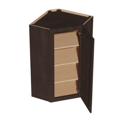 SM - WDC2442: Mocha Brown Slim Shaker 24"W x 42"H 1 Door & 2 Shelves Diagonal Wall Corner Cabinet - NextCabinets