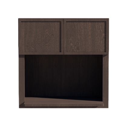 SM - WM3030: Mocha Brown Slim Shaker 30"W x 30"H 2 Doors Wall Built - in Microwave Cabinets - NextCabinets