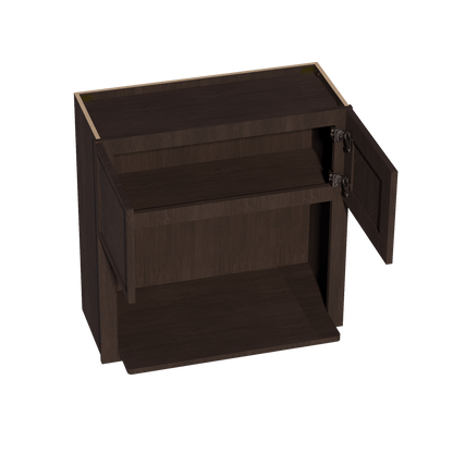 SM - WM3030: Mocha Brown Slim Shaker 30"W x 30"H 2 Doors Wall Built - in Microwave Cabinets - NextCabinets
