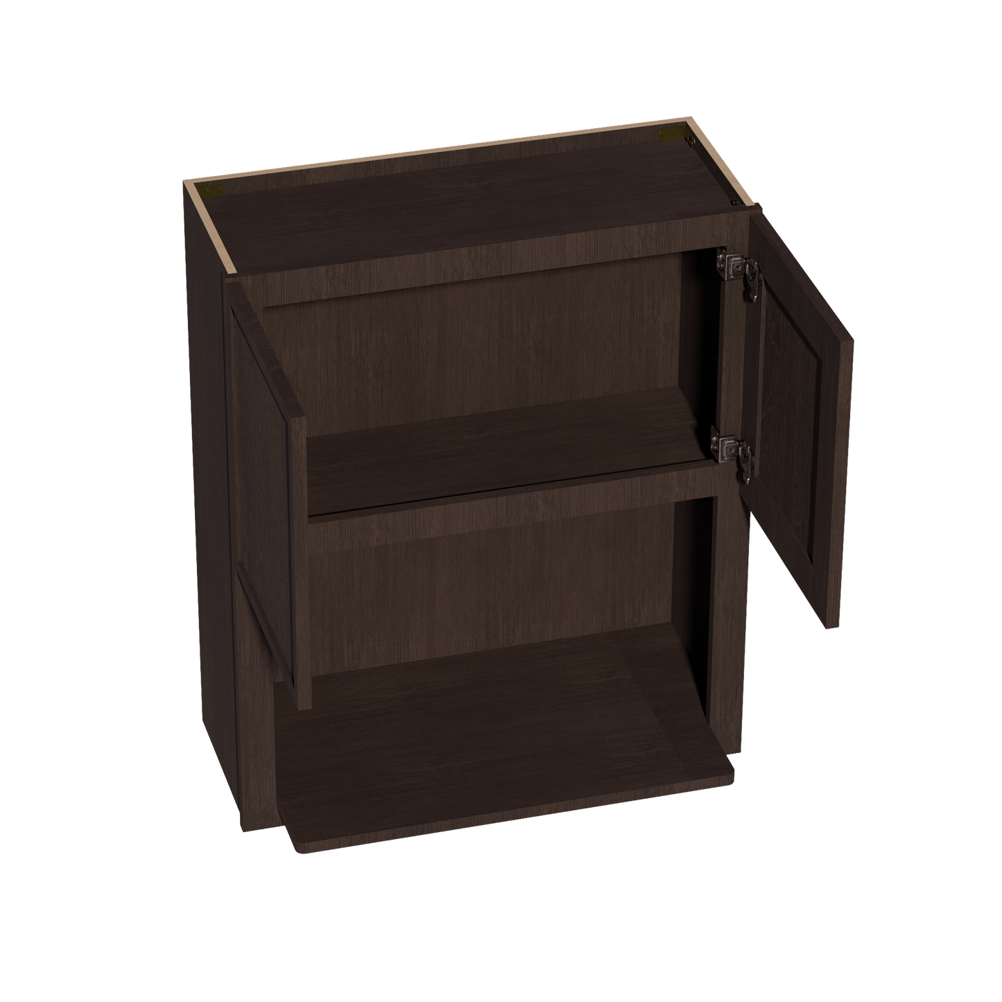 SM - WM3036: Mocha Brown Slim Shaker 30"W x 36"H 2 Doors Wall Built - in Microwave Cabinets - NextCabinets