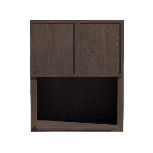 SM - WM3036: Mocha Brown Slim Shaker 30"W x 36"H 2 Doors Wall Built - in Microwave Cabinets - NextCabinets