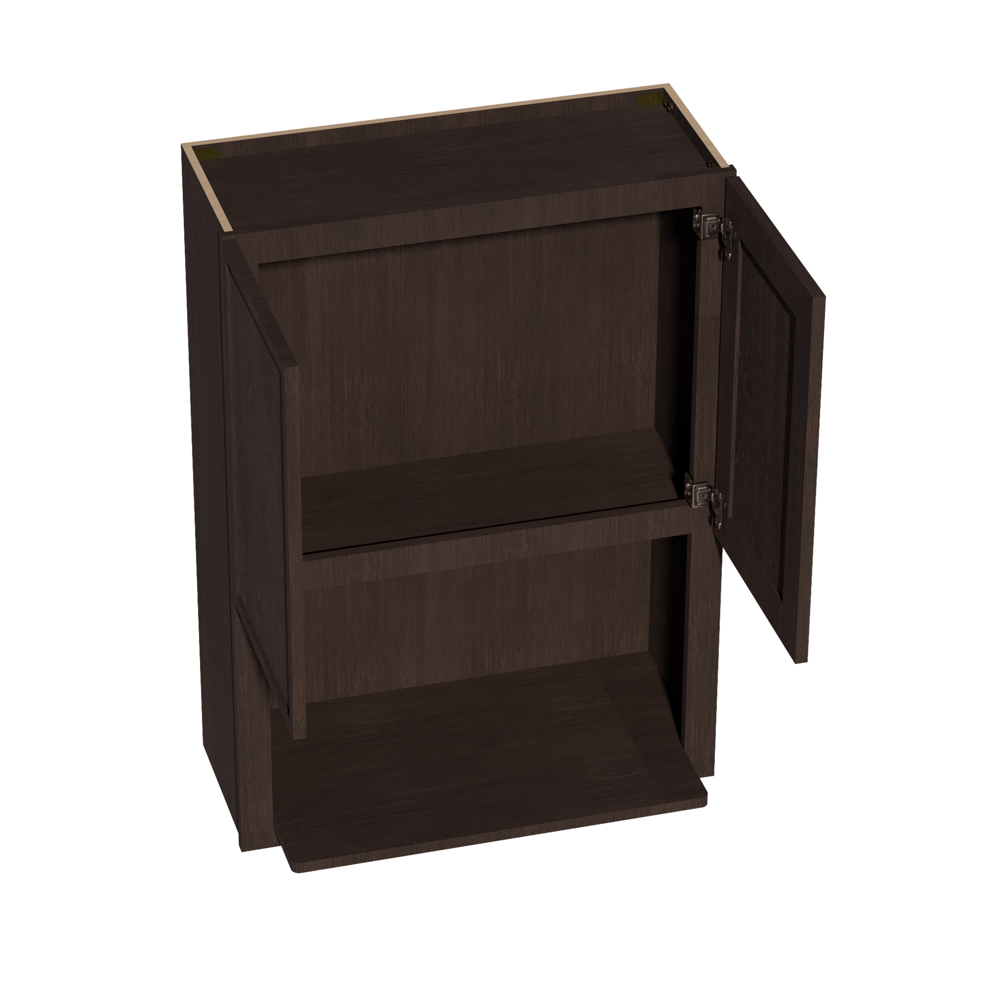 SM - WM3042: Mocha Brown Slim Shaker 30"W x 42"H 2 Door & 1 Shelf Wall Built - in Microwave Cabinets - NextCabinets