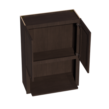 SM - WM3042: Mocha Brown Slim Shaker 30"W x 42"H 2 Door & 1 Shelf Wall Built - in Microwave Cabinets - NextCabinets