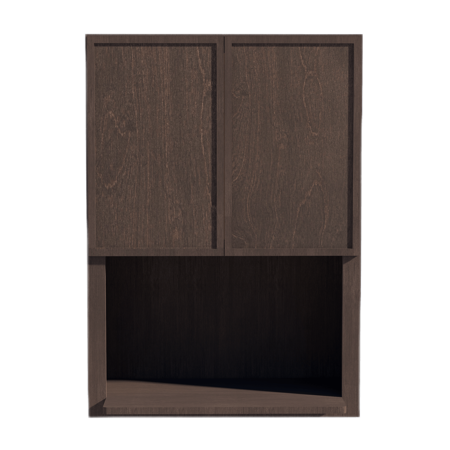 SM - WM3042: Mocha Brown Slim Shaker 30"W x 42"H 2 Door & 1 Shelf Wall Built - in Microwave Cabinets - NextCabinets