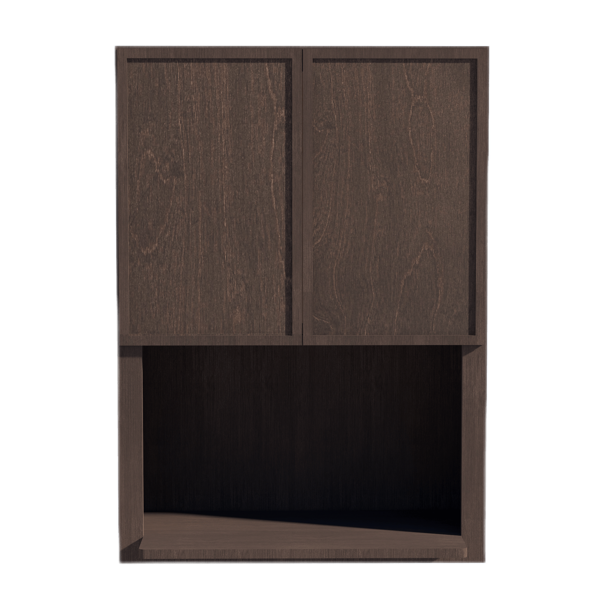 SM - WM3042: Mocha Brown Slim Shaker 30"W x 42"H 2 Door & 1 Shelf Wall Built - in Microwave Cabinets - NextCabinets
