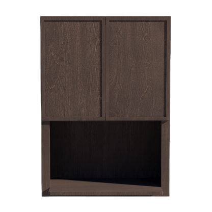 SM - WM3042: Mocha Brown Slim Shaker 30"W x 42"H 2 Door & 1 Shelf Wall Built - in Microwave Cabinets - NextCabinets